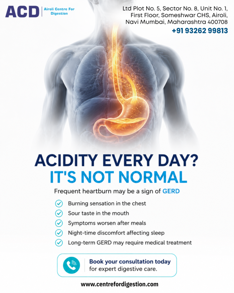 Dr. Sonali Gautam GERD and acidity awareness poster.